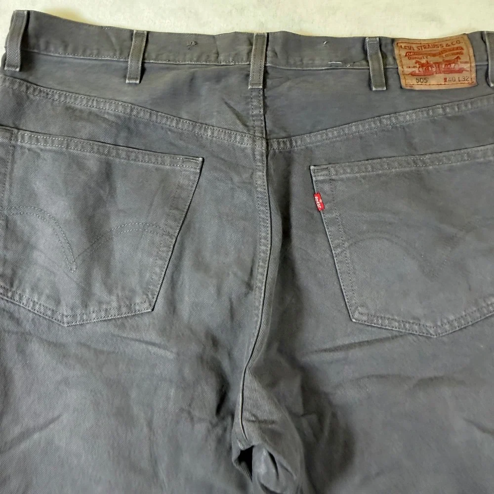 Levis 505 Regular Fit Mens Charcoal Gray Straight Leg Denim Jeans 40x32